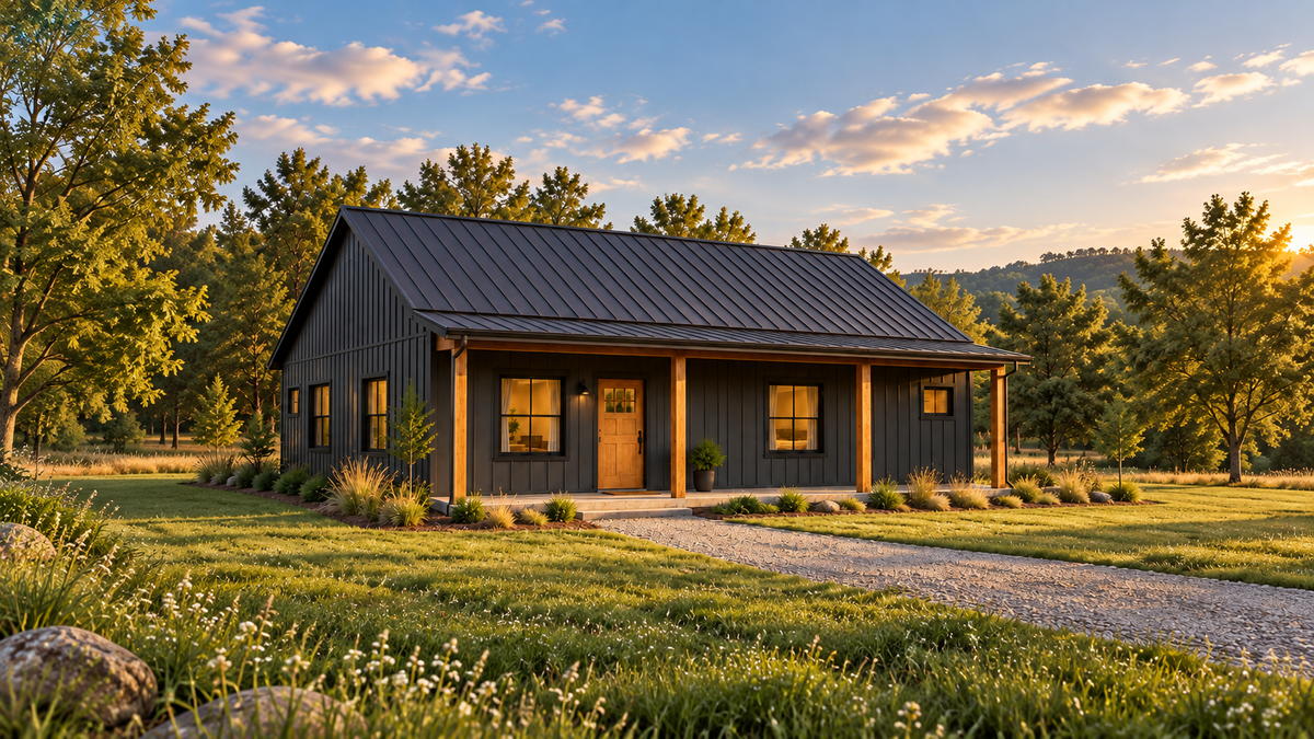 Cedar Ridge GN-101 exterior visualization with full-width covered porch